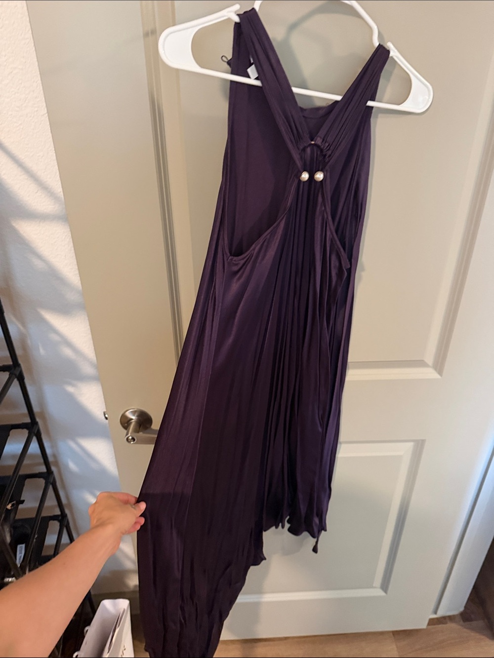 ASOS Deep Purple Asymmetrical Pleated Midi Dress